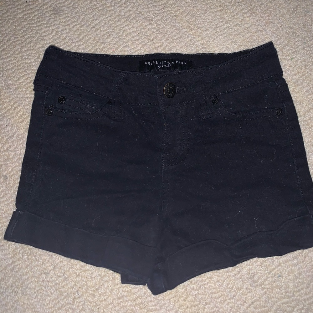 black denim shorts